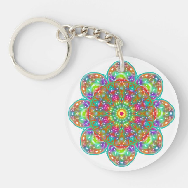 Blume Petal Mandala Boho Schlüsselanhänger (Vorderseite)