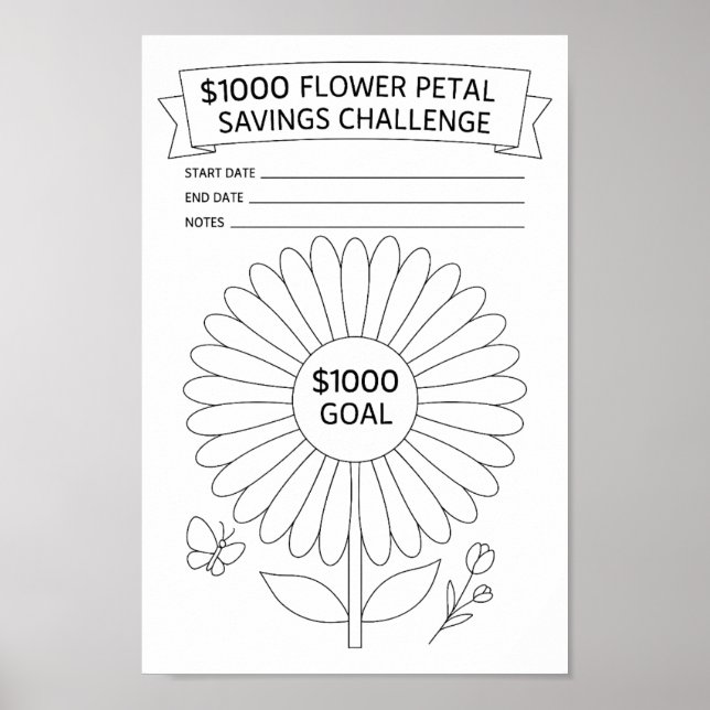 Blume Petals $1000 Sparkasse Challenge Tracker Poster (Vorne)