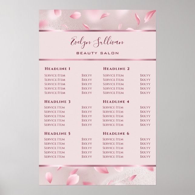 Blume Petals Imitate Fohlen Preisliste Plakat (Vorne)