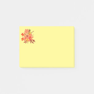 Blume Pfirsich und Gelb Post-it Klebezettel