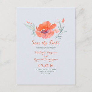 Blume pfirsichfarben Save the Date Ankündigungspostkarte