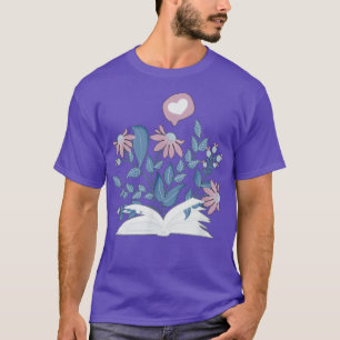 Blume Pflanze, die aus der Buchgeschichte wachsen, T-Shirt
