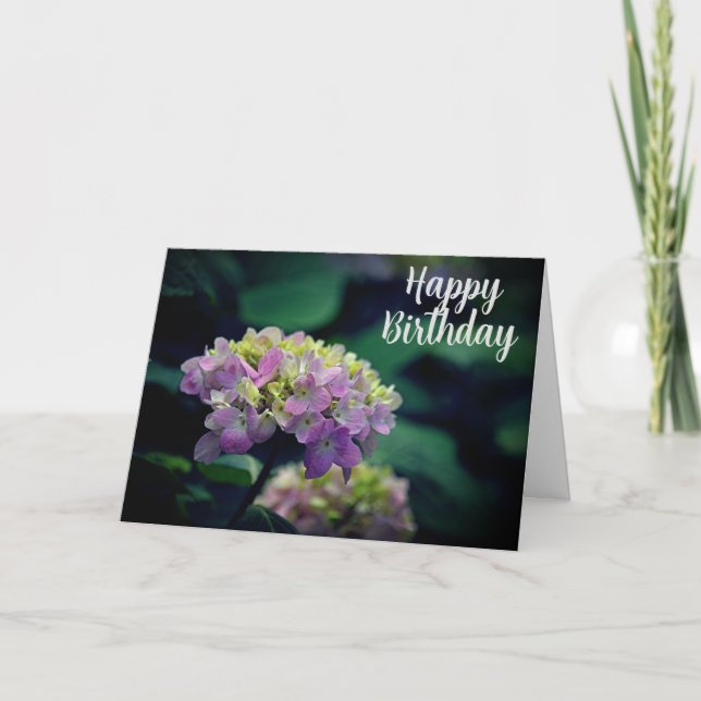 Blume "Pink and White Hydrangea Garden" Karte (Vorderseite)