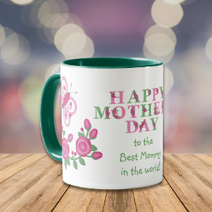 Blume Pink Butterfly Beste Mommy Tasse