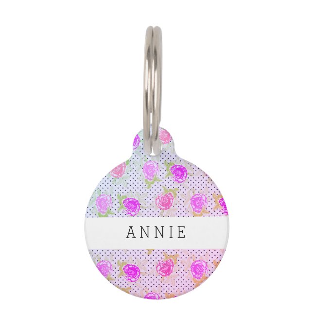 Blume Pink Dose Tag Haustiermarke (Vorderseite)