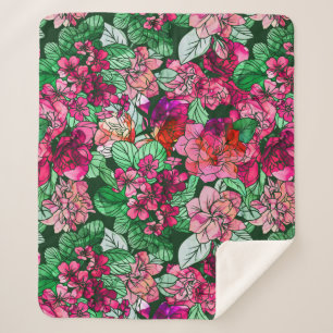 Blume Pink Garden Floral Muster Sherpadecke
