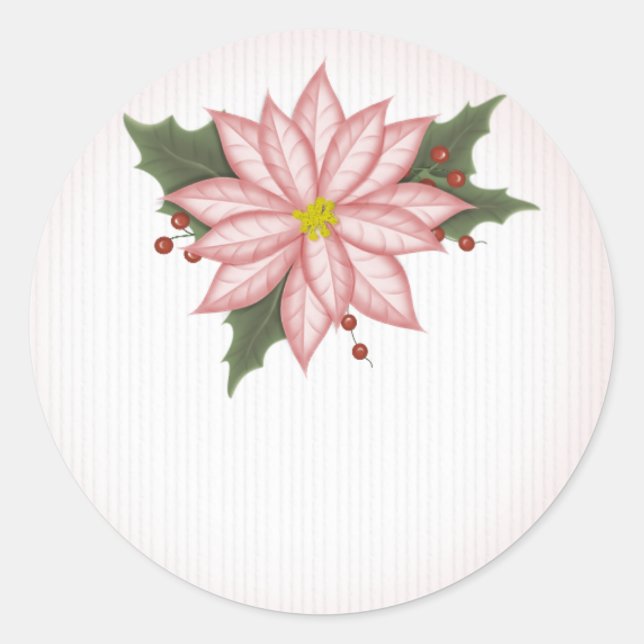 Blume Pink Poinsetta Runder Aufkleber (Vorderseite)