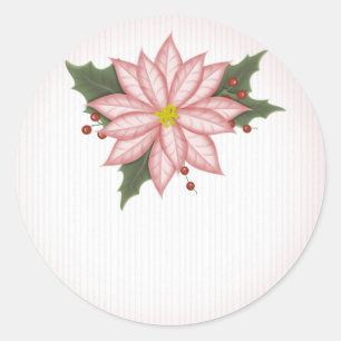 Blume Pink Poinsetta Runder Aufkleber