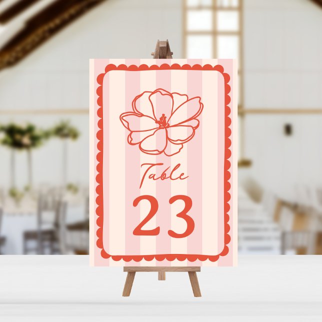Blume Pink Stripe Wedding Einladung (Von Creator hochgeladen)