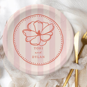 Blume Pink Stripe Wedding Pappteller