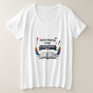 Blume, Pinsel und Buch-T-Shirt für Frauen in Überg Große Größe T-Shirt