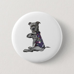 Blume Pitbull - I Liebe Mama Hippie Dog Pitbull Button