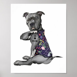 Blume Pitbull - I Liebe Mama Hippie Dog Pitbull Poster