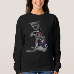 Blume Pitbull I Liebe Mama Hippie Dog Pitbull Tat Sweatshirt