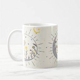 Blume planen Sonne und Mondgrafik Kaffeetasse