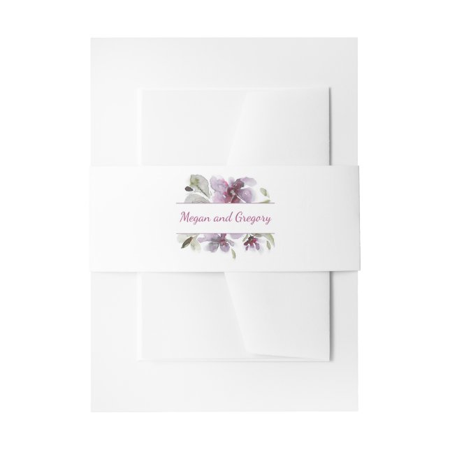 Blume Plum Watercolor Elegante Hochzeit Einladungsbanderole (Vorderseite Beispiel)