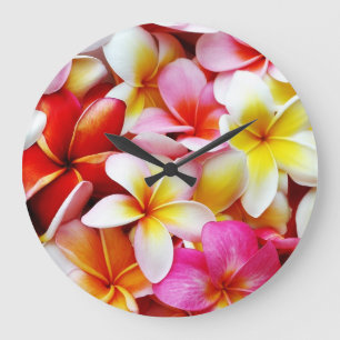 Blume Plumeria Frangipani Hawaii individuell Große Wanduhr