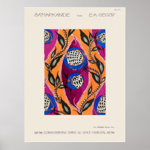 Blume Pochoir Muster im Jugendstil Poster