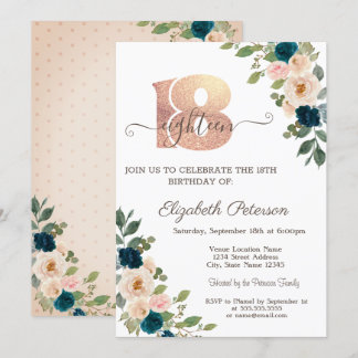 Blume Polka Dots 18. Geburtstag Einladung