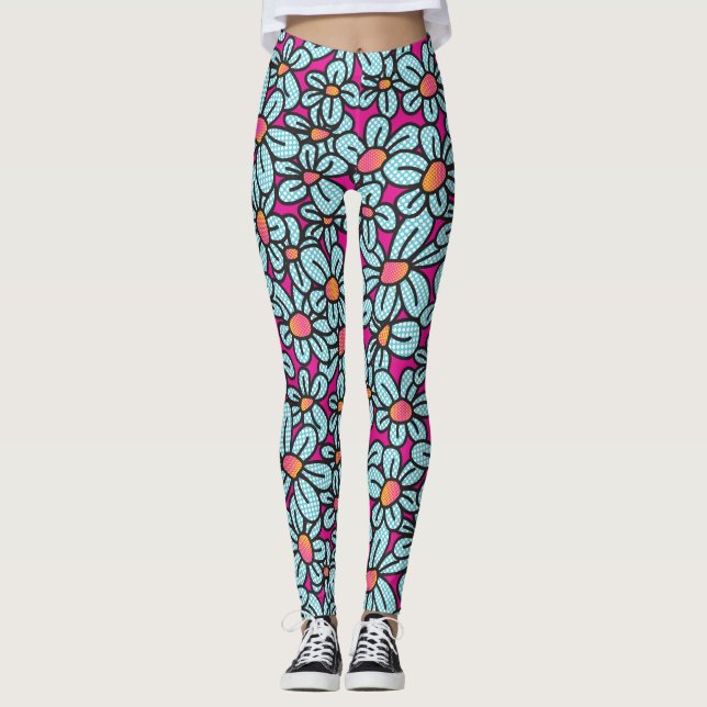 Blume Pop (rosa) Leggings (Vorderseite)