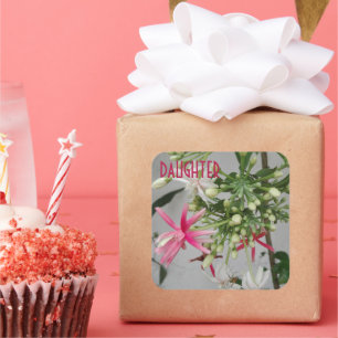 BLUME POST-KARTE FÜR DEN TOCHTERTAG QUADRATISCHER AUFKLEBER