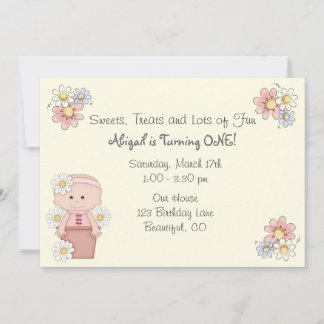 Blume Pot Baby 1. Geburtstag Einladungen für Mädch