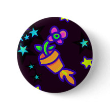 Blume Pot Rocket Außerirdischen im Weltraum Button