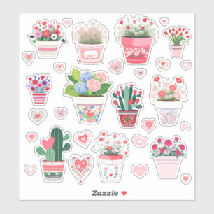 Blume Pot Valentine's Stickers Aufkleber