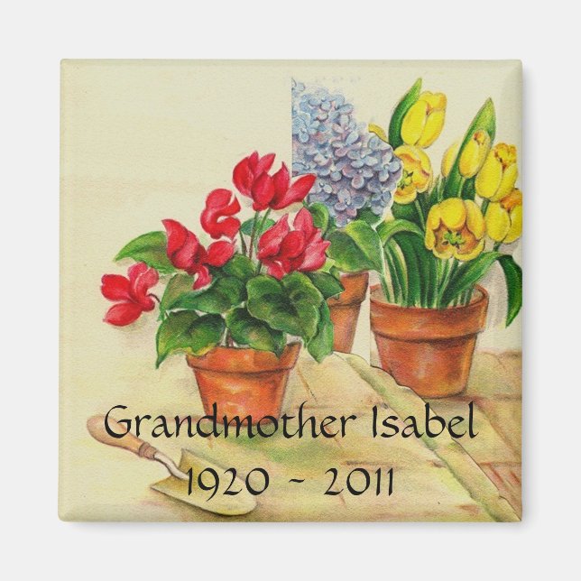 Blume-Pots, Großmutter Isabel1920 - 2011 Magnet (Vorne)