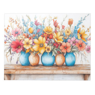 Blume Pots Illustration Pastellfarbe Zeichnend Notizblock