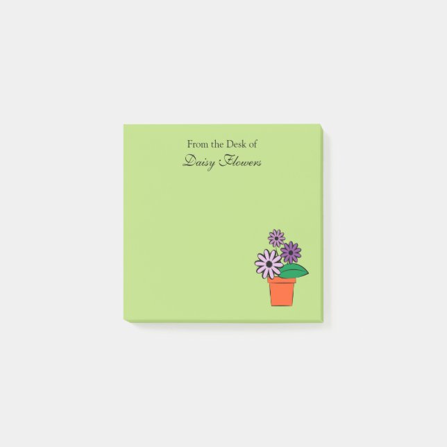 Blume Pots Lila Daisies Personalisiert Post-it Klebezettel (Vorderseite)