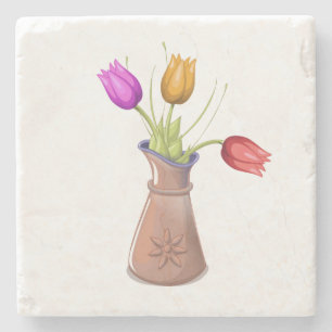Blume Pots Steinuntersetzer