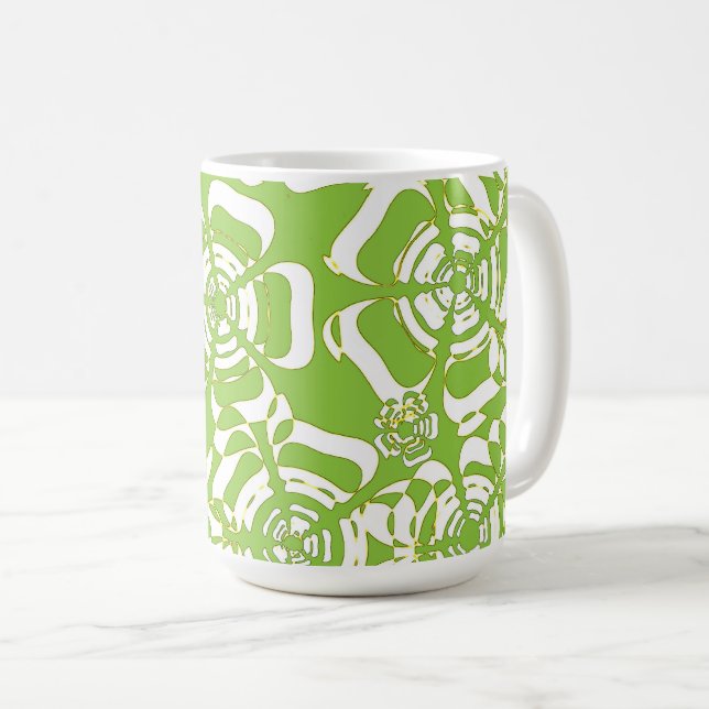 Blume Power 3 Gelb und Schwarz grün Kaffeetasse (VorderseiteRechts)