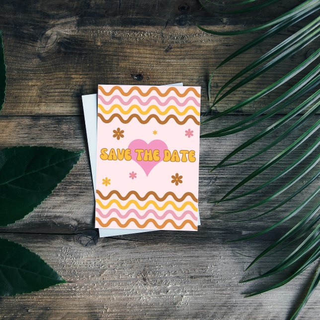 Blume Power 60er 70er Jahre Retro Save the Date Einladung (Von Creator hochgeladen)