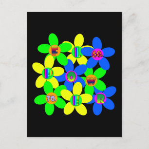Blume Power 60er-70er Postkarte