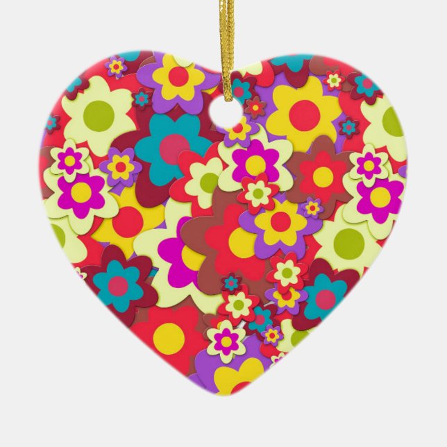 Blume Power 60er-Hippy Keramik Ornament (Vorne)