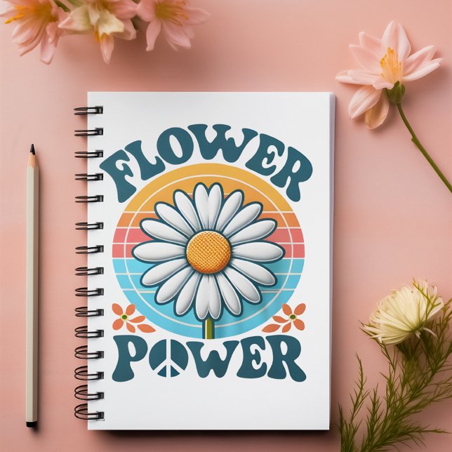 Blume Power Blau anpassbarer Name Notizbuch (Flower Power blue customizable name Notebook)