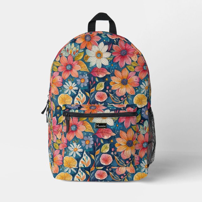 Blume Power Bloomin Bedruckter Rucksack (Vorderseite)