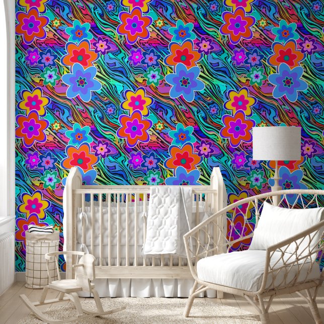 Blume Power blüht nahtlos Muster 3 Tapete (Kinder)