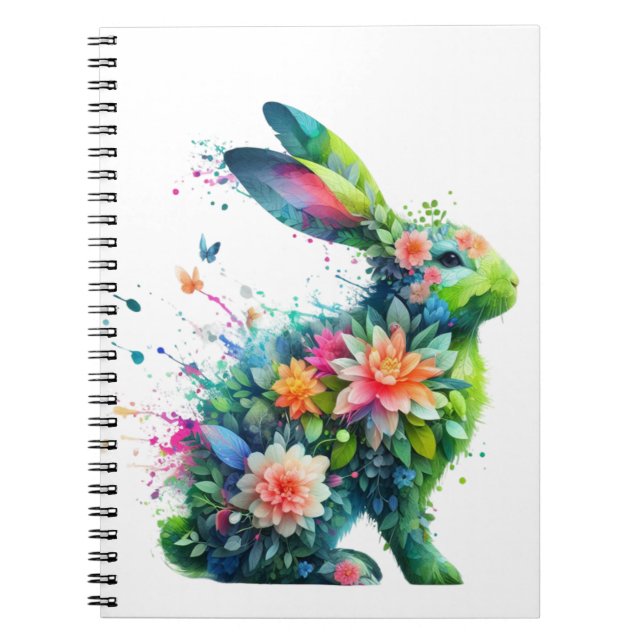 Blume Power Bunny Rabbit Notizblock (Vorderseite)