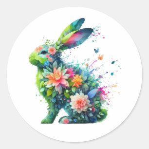 Blume Power Bunny Rabbit Runder Aufkleber