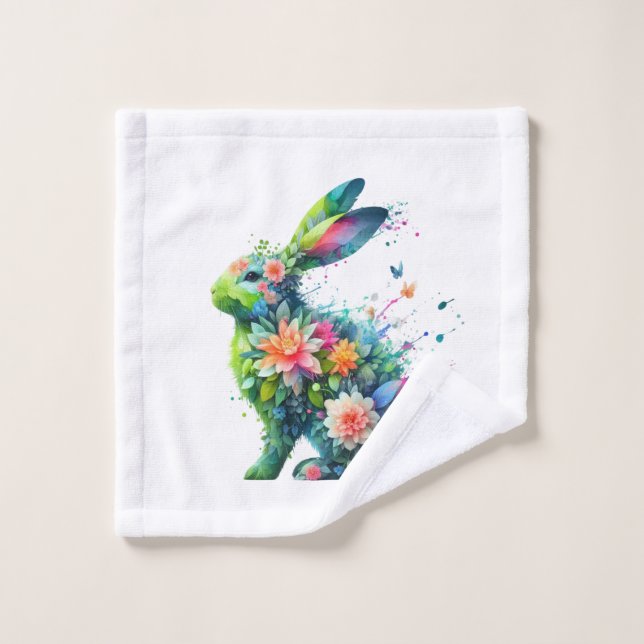 Blume Power Bunny Rabbit Waschlappen (Waschlappen)