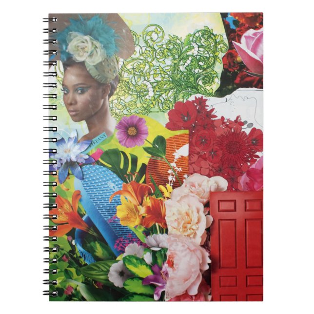 Blume Power Collage Notebook Notizblock (Vorderseite)