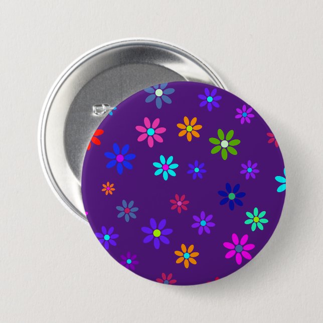 Blume Power Dusche - farbiges Muster 1 Button (Vorne & Hinten)