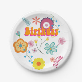 Blume Power farbenfroh rosa Pappteller