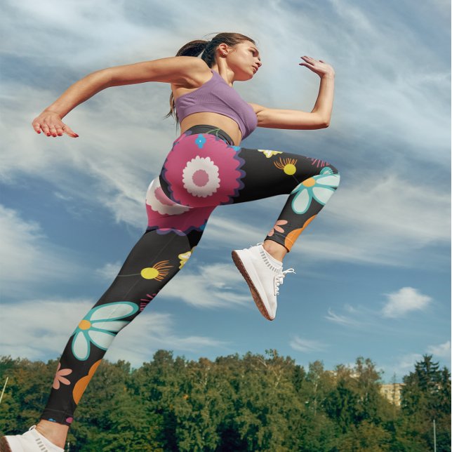 Blume Power farbenfroh Schwarz Leggings (Von Creator hochgeladen)