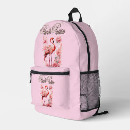 Blume Power Flamingo | Rosa- und Blumendesign Bedruckter Rucksack