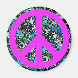 Blume Power Frieden II rosa Magnet