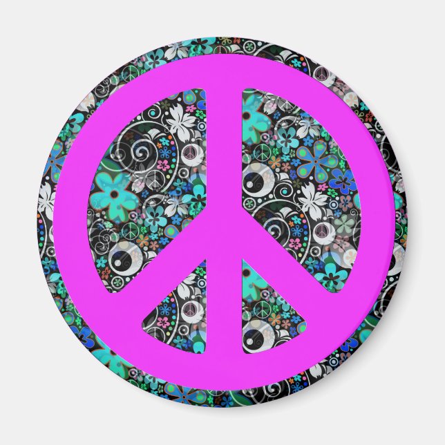 Blume Power Frieden II | rosa Magnet (Vorne)