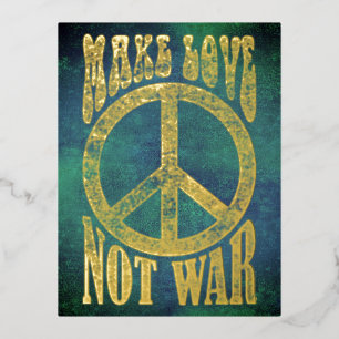 Blume Power Frieden - Liebe nicht Krieg 1 Folien Feiertagspostkarte